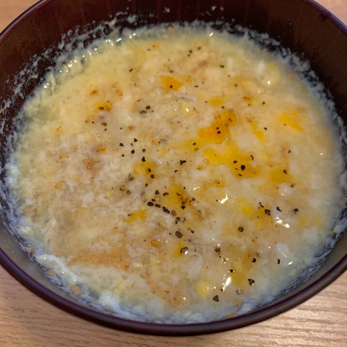 レンジで簡単！卵と調味料だけ！卵のふわとろスープ